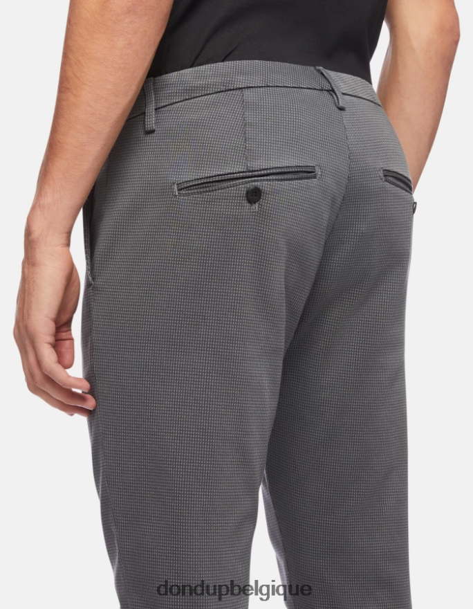 Hommes vêtements DONDUP gris pantalon slim fit gaubert en coton imprimé 8826D0773