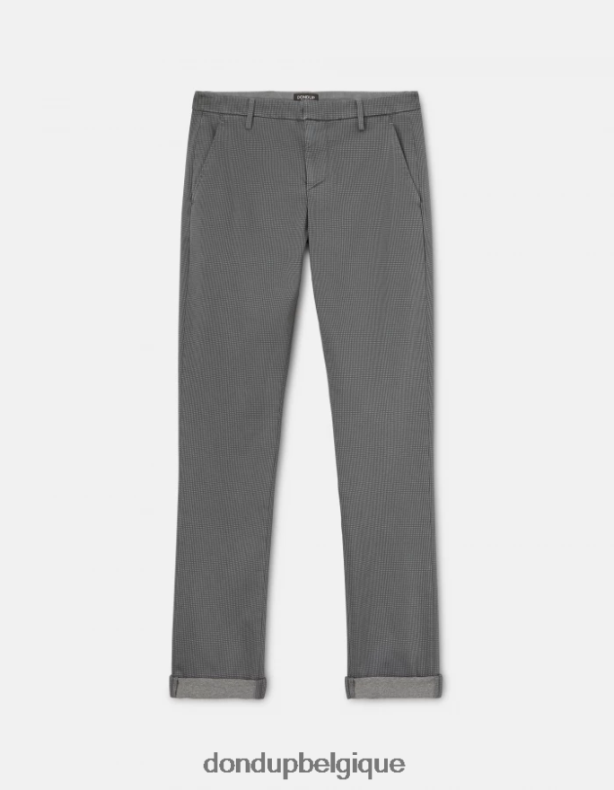 Hommes vêtements DONDUP gris pantalon slim fit gaubert en coton imprimé 8826D0773