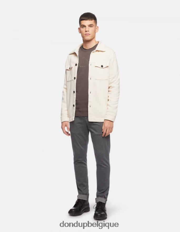 Hommes vêtements DONDUP gris pantalon slim fit gaubert en coton imprimé 8826D0773