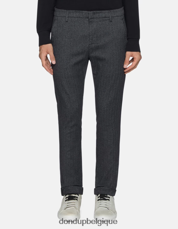Hommes vêtements DONDUP gris pantalon slim fit gaubert en coton imprimé 8826D0783
