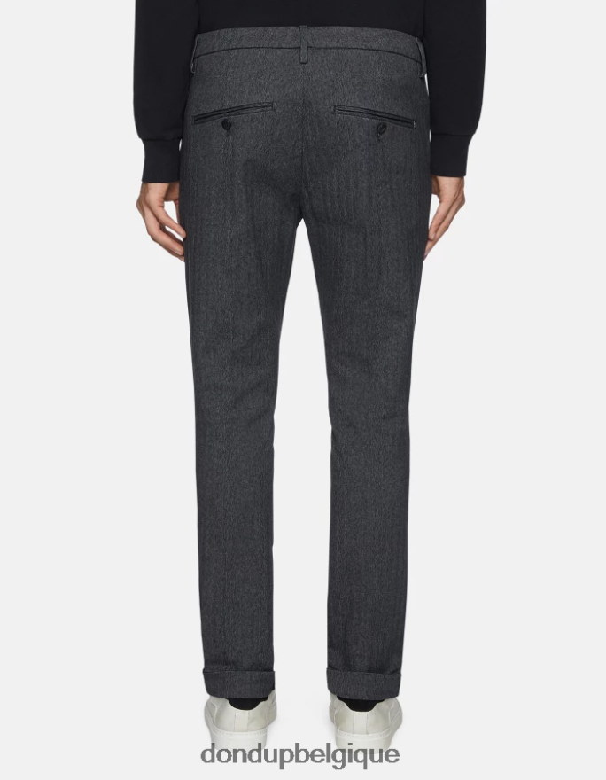 Hommes vêtements DONDUP gris pantalon slim fit gaubert en coton imprimé 8826D0783