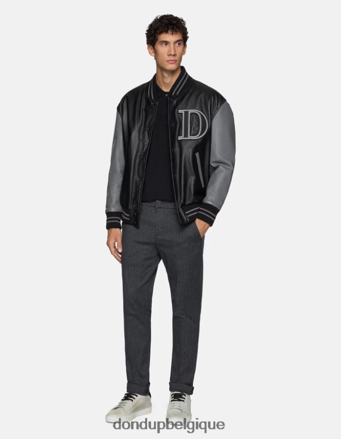 Hommes vêtements DONDUP gris pantalon slim fit gaubert en coton imprimé 8826D0783