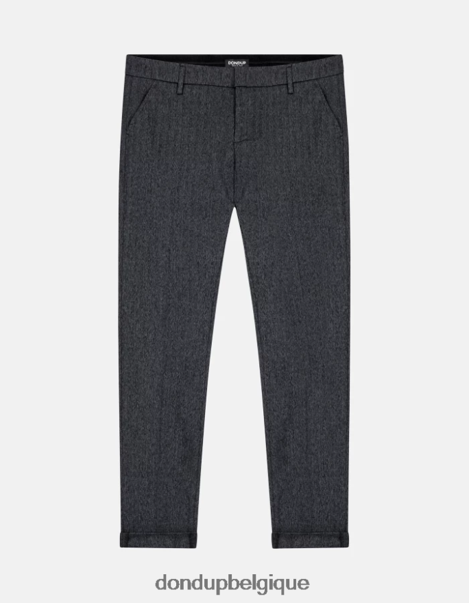 Hommes vêtements DONDUP gris pantalon slim fit gaubert en coton imprimé 8826D0783