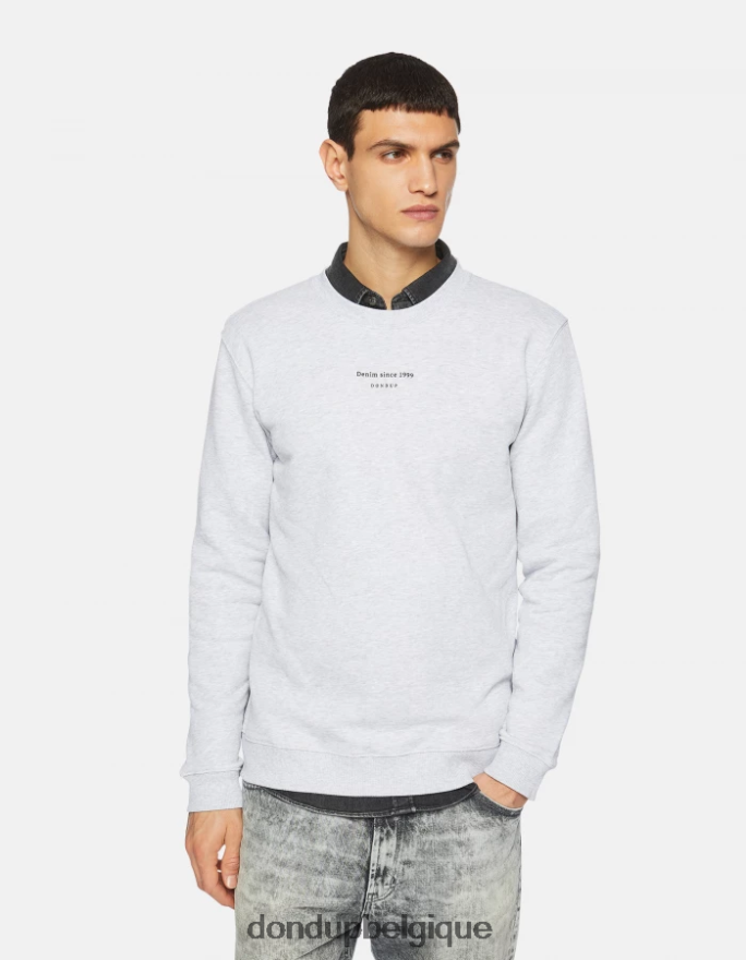 Hommes vêtements DONDUP gris sweat-shirt coupe classique à col rond 8826D0832