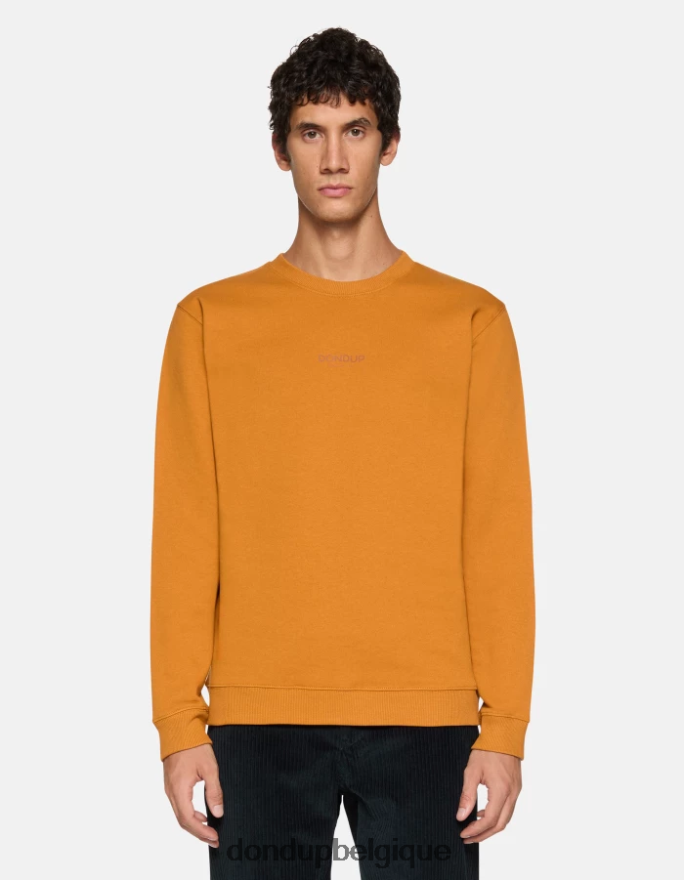 Hommes vêtements DONDUP jaune ocre sweat-shirt coupe classique à col rond 8826D0821