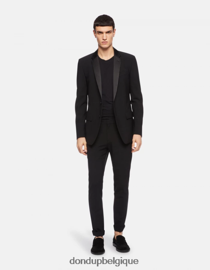 Hommes vêtements DONDUP noir blazer en laine à simple boutonnage 8826D0921