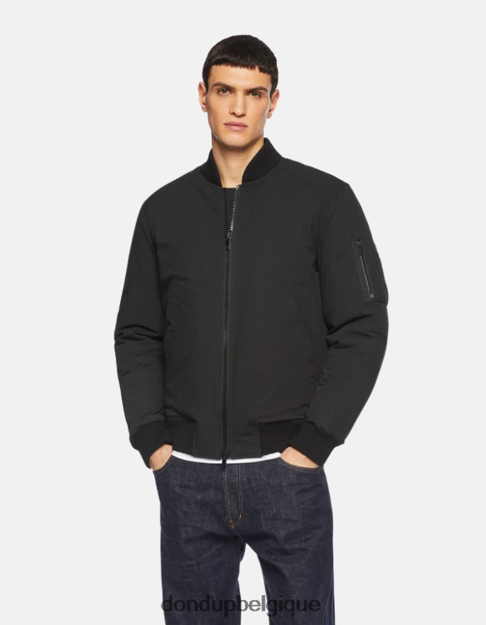 Hommes vêtements DONDUP noir bomber coupe classique en tissu technique 8826D0906