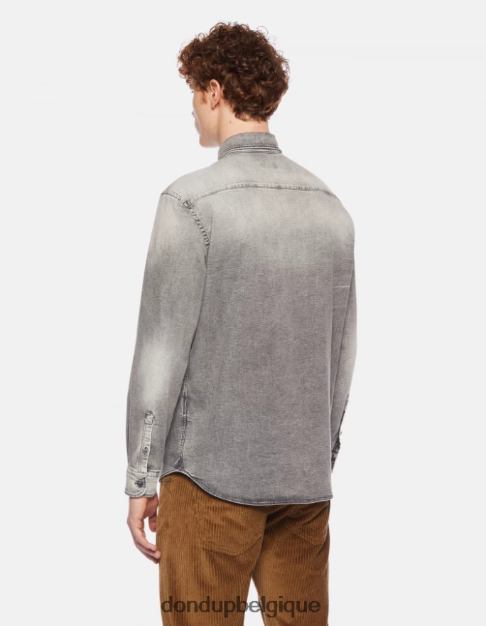 Hommes vêtements DONDUP noir chemise en jean coupe classique 8826D0860