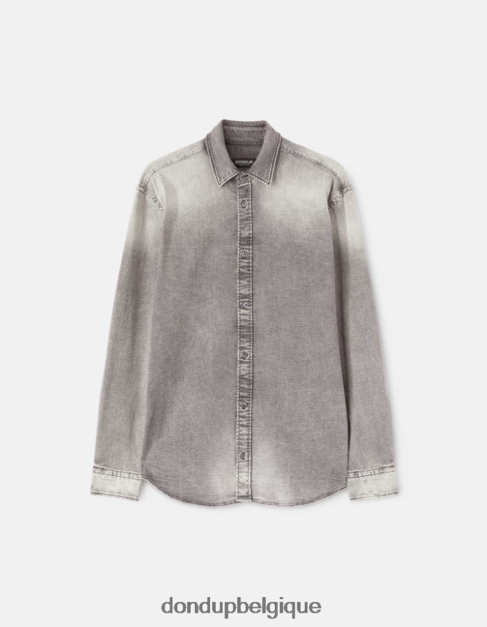 Hommes vêtements DONDUP noir chemise en jean coupe classique 8826D0860