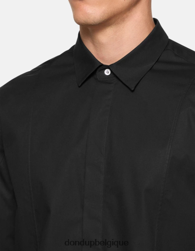 Hommes vêtements DONDUP noir chemise slim en popeline 8826D0854