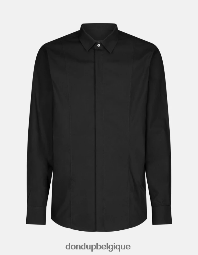 Hommes vêtements DONDUP noir chemise slim en popeline 8826D0854