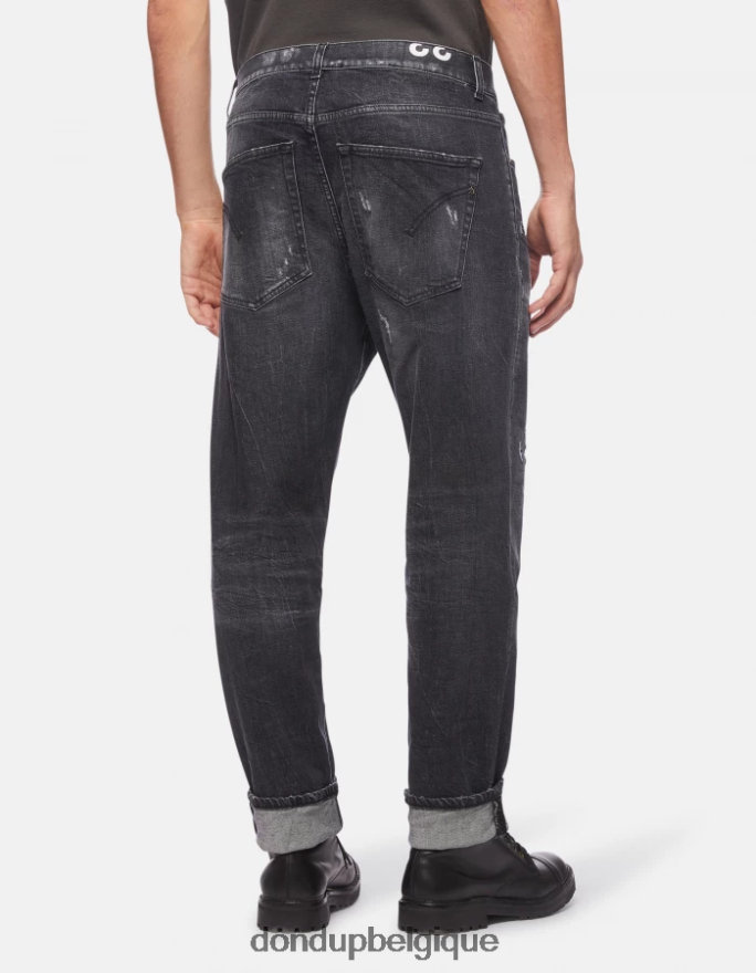 Hommes vêtements DONDUP noir jean paco coupe ample en denim stretch 8826D0596