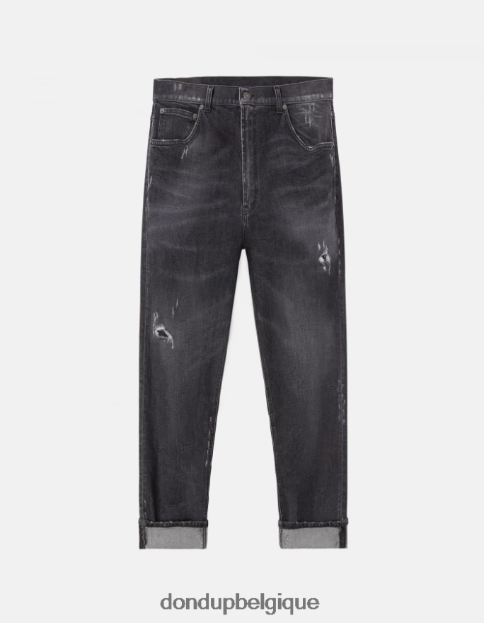 Hommes vêtements DONDUP noir jean paco coupe ample en denim stretch 8826D0596