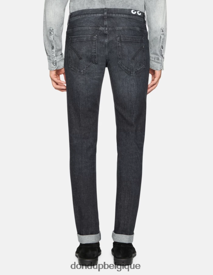 Hommes vêtements DONDUP noir jean skinny George en denim stretch 8826D0625
