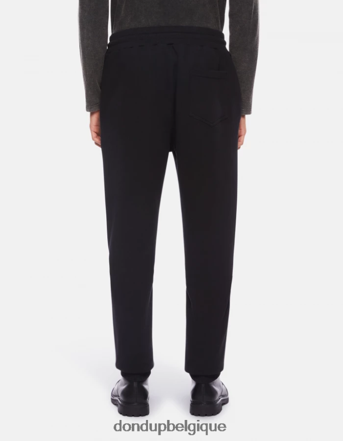 Hommes vêtements DONDUP noir pantalon de jogging coupe classique en molleton 8826D0715