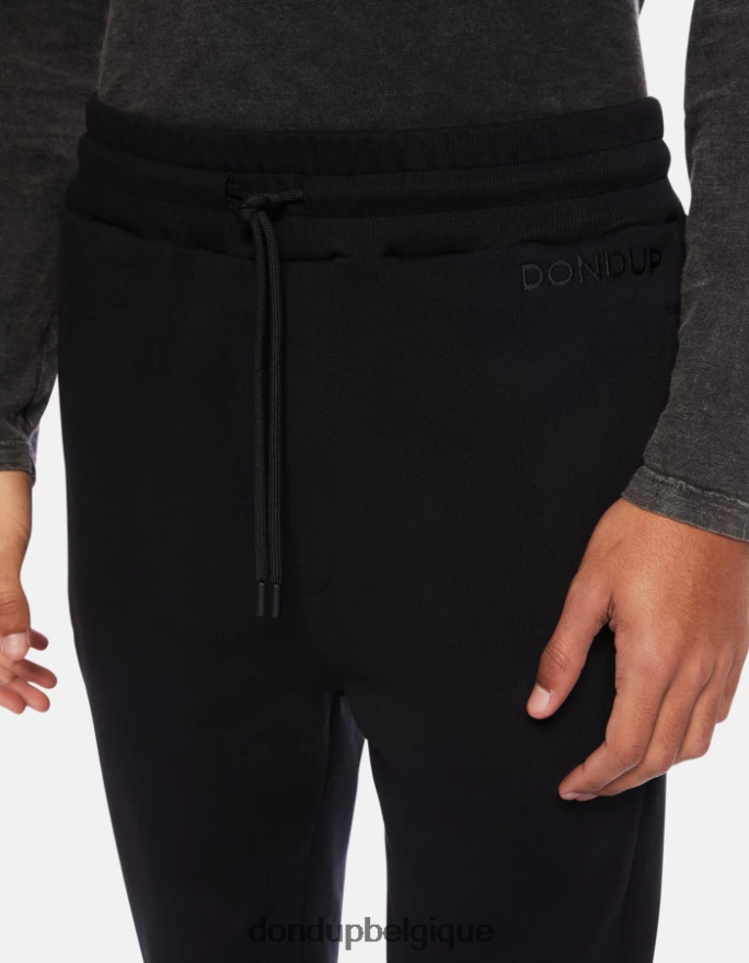 Hommes vêtements DONDUP noir pantalon de jogging coupe classique en molleton 8826D0715