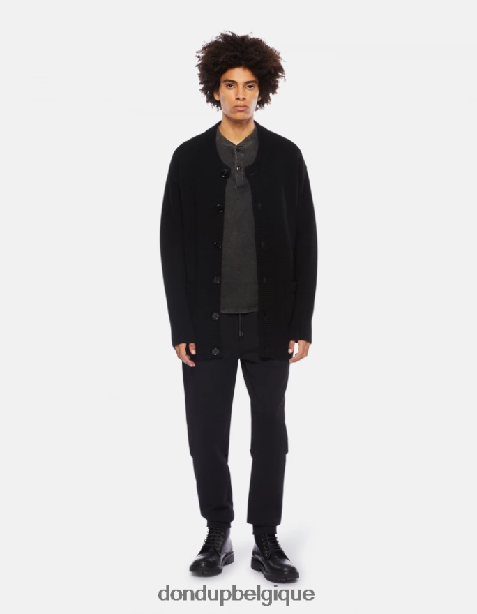 Hommes vêtements DONDUP noir pantalon de jogging coupe classique en molleton 8826D0715