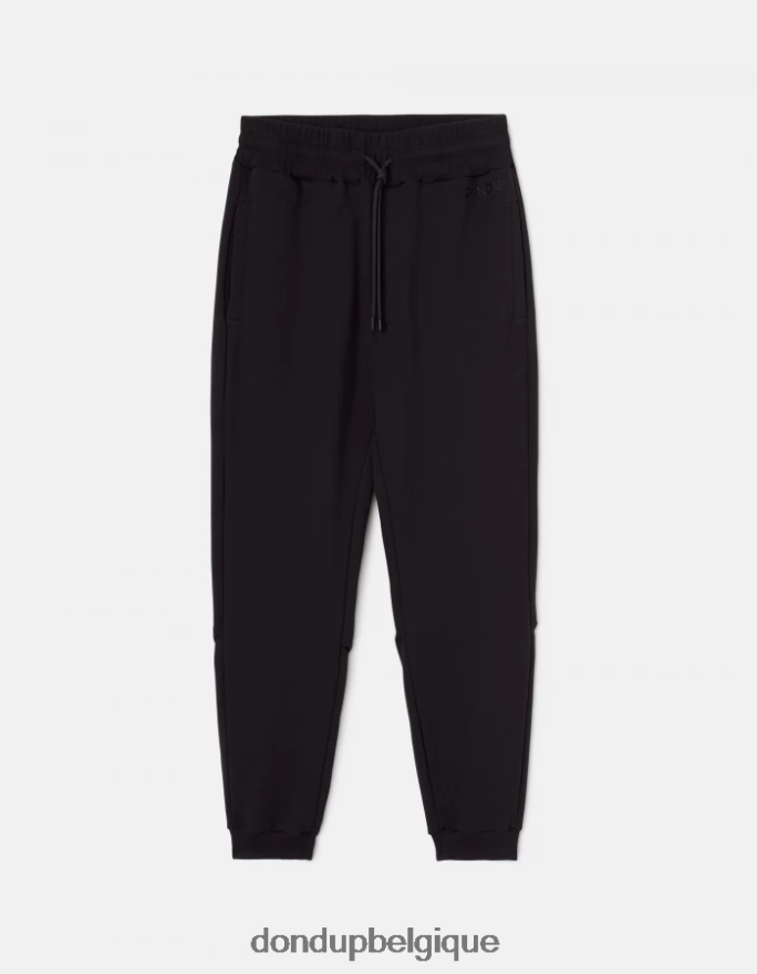 Hommes vêtements DONDUP noir pantalon de jogging coupe classique en molleton 8826D0715