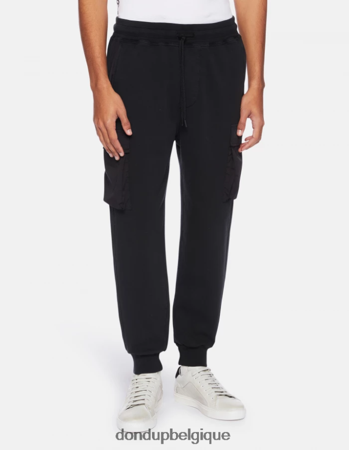 Hommes vêtements DONDUP noir pantalon de jogging coupe classique en molleton 8826D0760