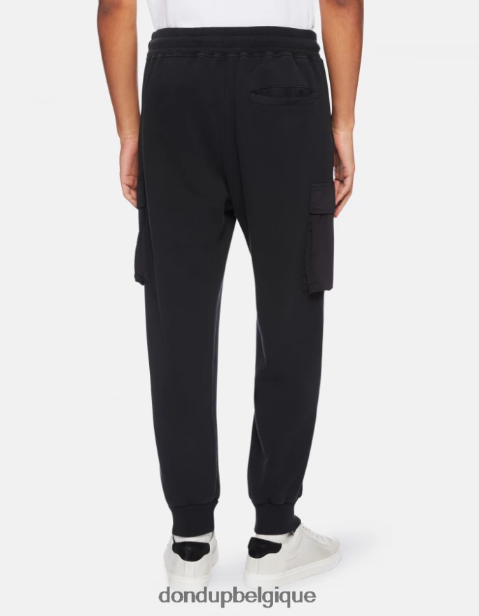 Hommes vêtements DONDUP noir pantalon de jogging coupe classique en molleton 8826D0760