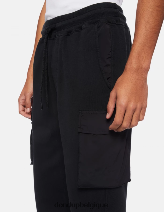 Hommes vêtements DONDUP noir pantalon de jogging coupe classique en molleton 8826D0760