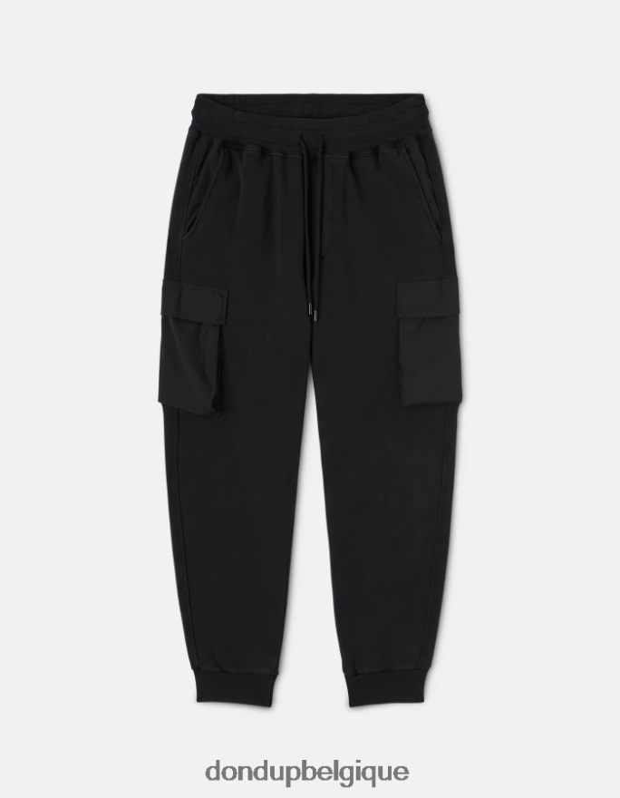 Hommes vêtements DONDUP noir pantalon de jogging coupe classique en molleton 8826D0760