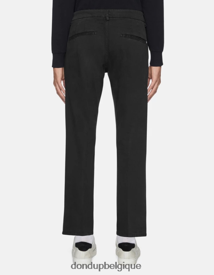Hommes vêtements DONDUP noir pantalon en satin coupe classique pablo 8826D0741