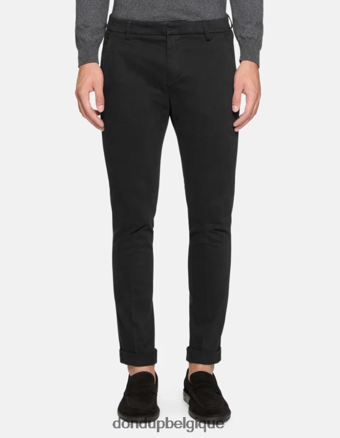 Hommes vêtements DONDUP noir pantalon slim en coton gaubert 8826D0692