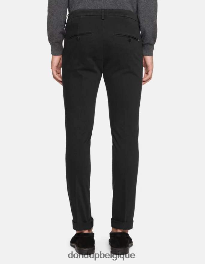 Hommes vêtements DONDUP noir pantalon slim en coton gaubert 8826D0692