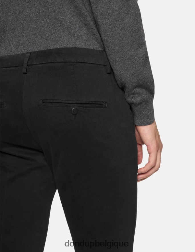 Hommes vêtements DONDUP noir pantalon slim en coton gaubert 8826D0692