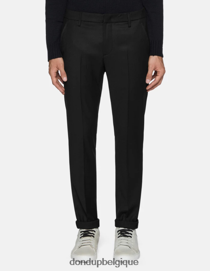 Hommes vêtements DONDUP noir pantalon slim en flanelle gaubert 8826D0787