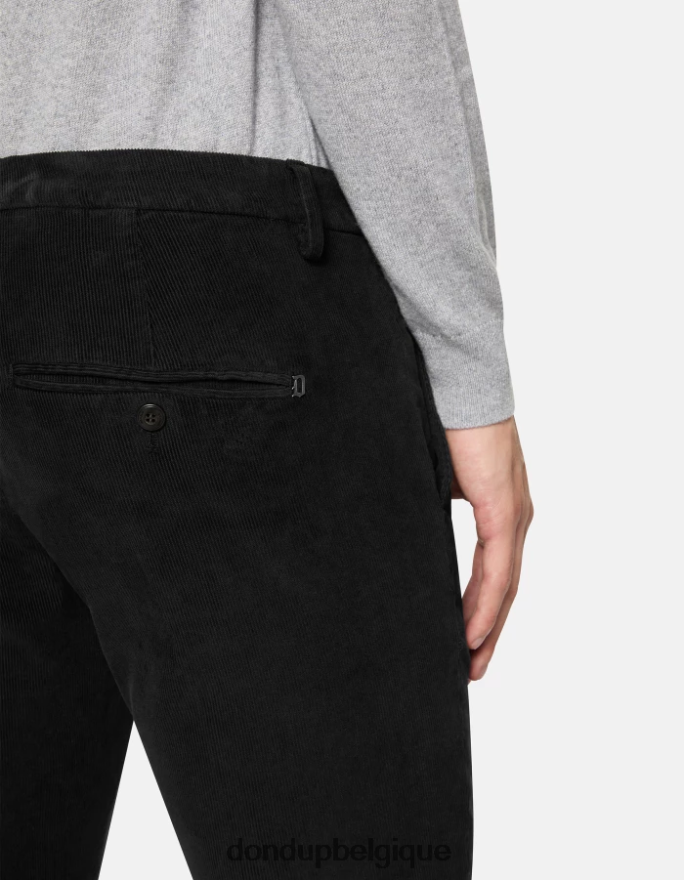 Hommes vêtements DONDUP noir pantalon slim en velours gaubert 8826D0770