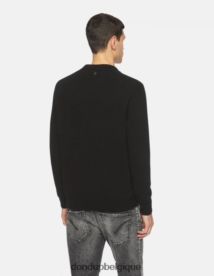 Hommes vêtements DONDUP noir pull à col rond en laine 8826D0884
