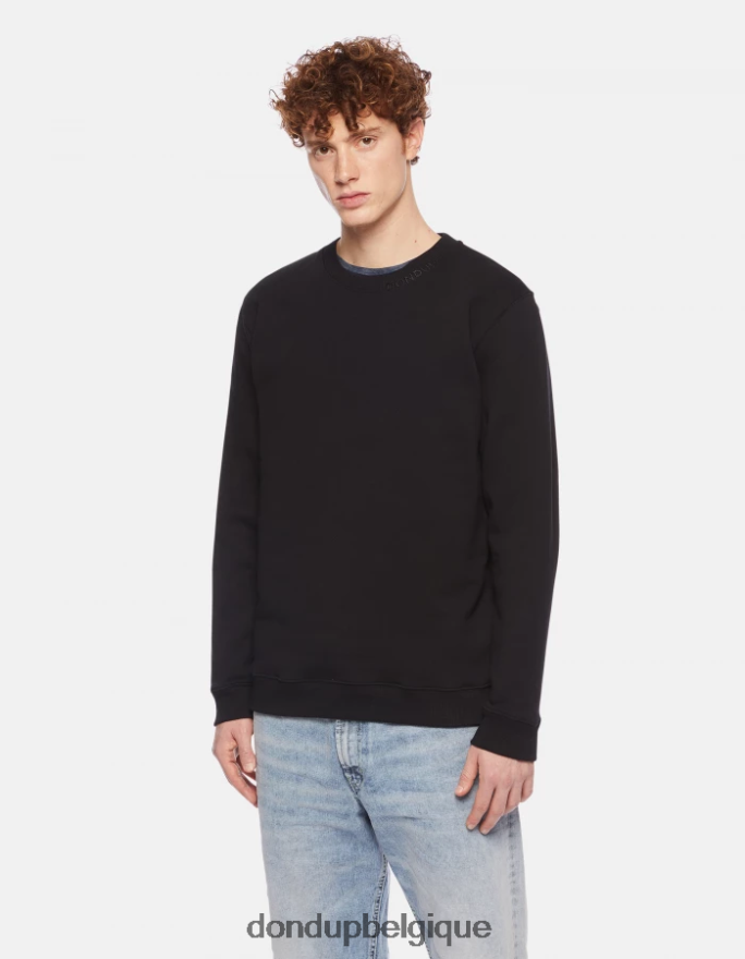 Hommes vêtements DONDUP noir sweat-shirt coupe classique à col rond 8826D0841