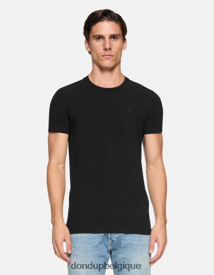 Hommes vêtements DONDUP noir t-shirt slim en jersey 8826D0791