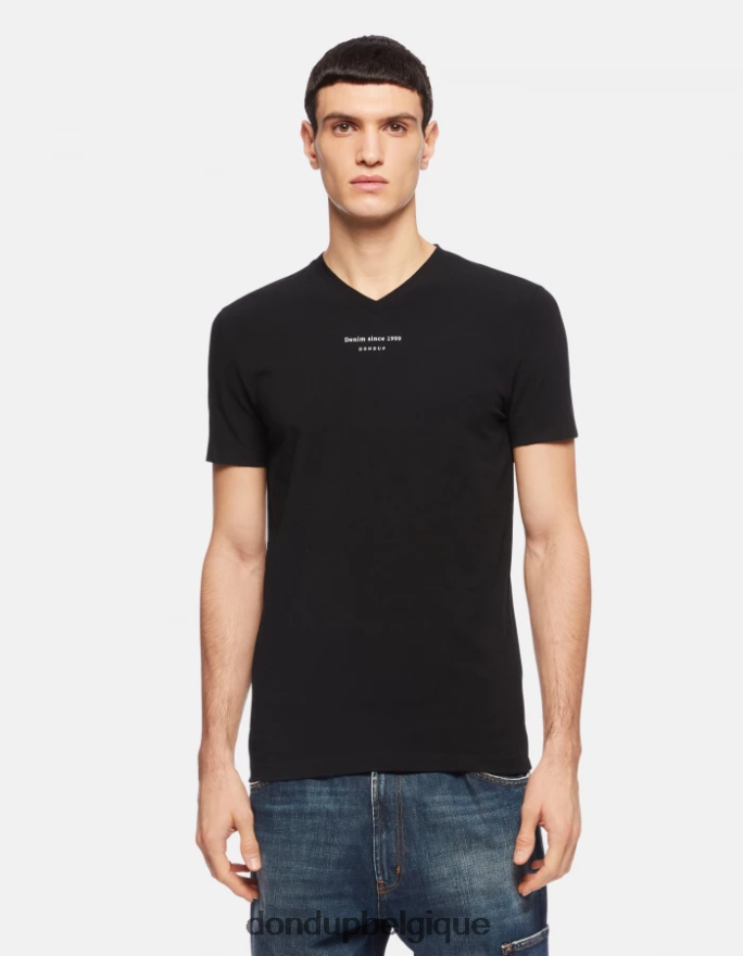 Hommes vêtements DONDUP noir t-shirt slim en jersey 8826D0811