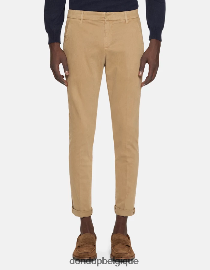 Hommes vêtements DONDUP sable pantalon slim en coton gaubert 8826D0687