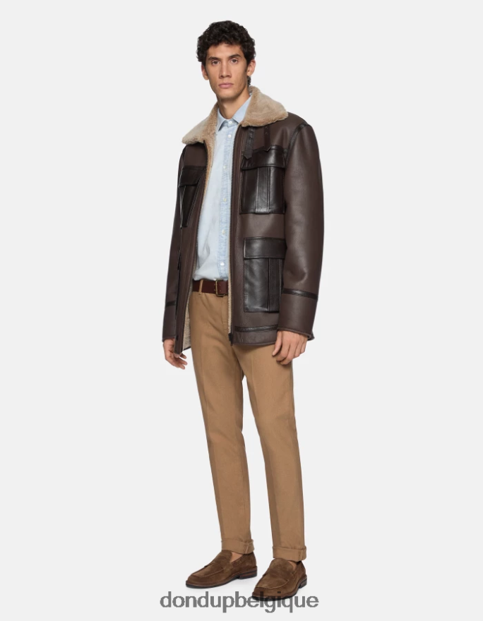 Hommes vêtements DONDUP sable pantalon slim en coton gaubert 8826D0779