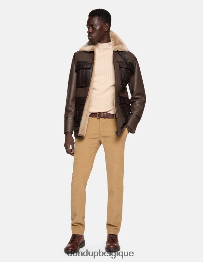 Hommes vêtements DONDUP sable spiritissimo pantalon coupe classique en velours 8826D0719
