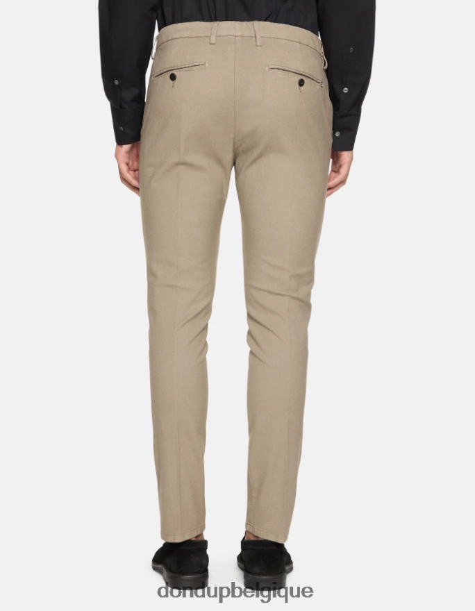 Hommes vêtements DONDUP taupe pantalon ral coupe classique en coton 8826D0697