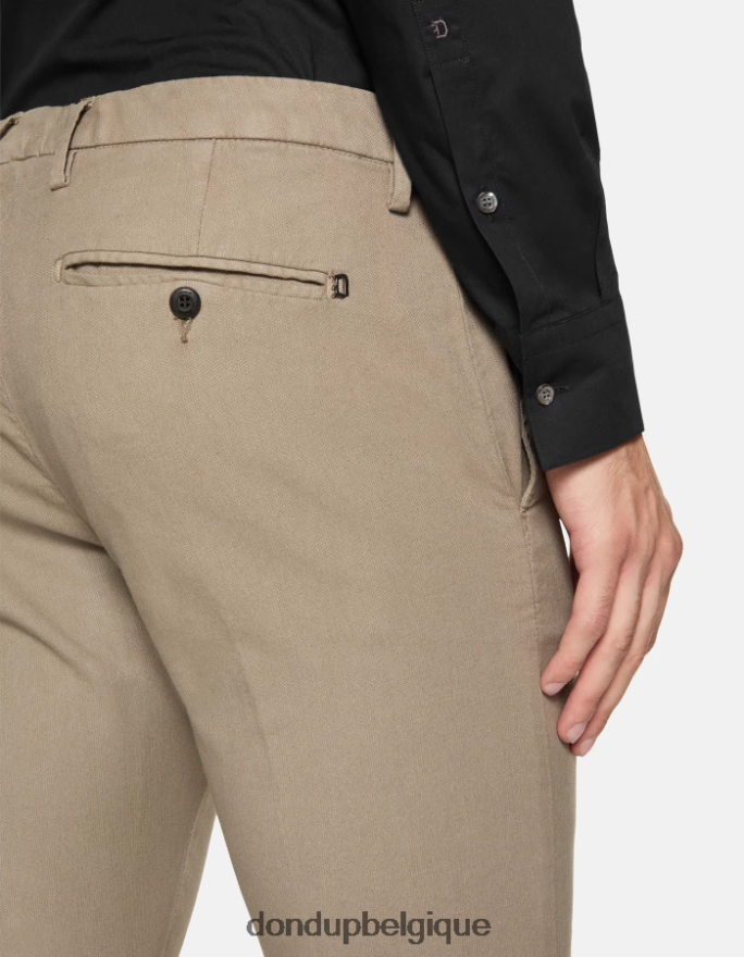 Hommes vêtements DONDUP taupe pantalon ral coupe classique en coton 8826D0697