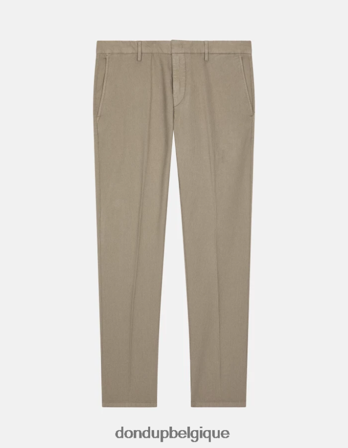 Hommes vêtements DONDUP taupe pantalon ral coupe classique en coton 8826D0697