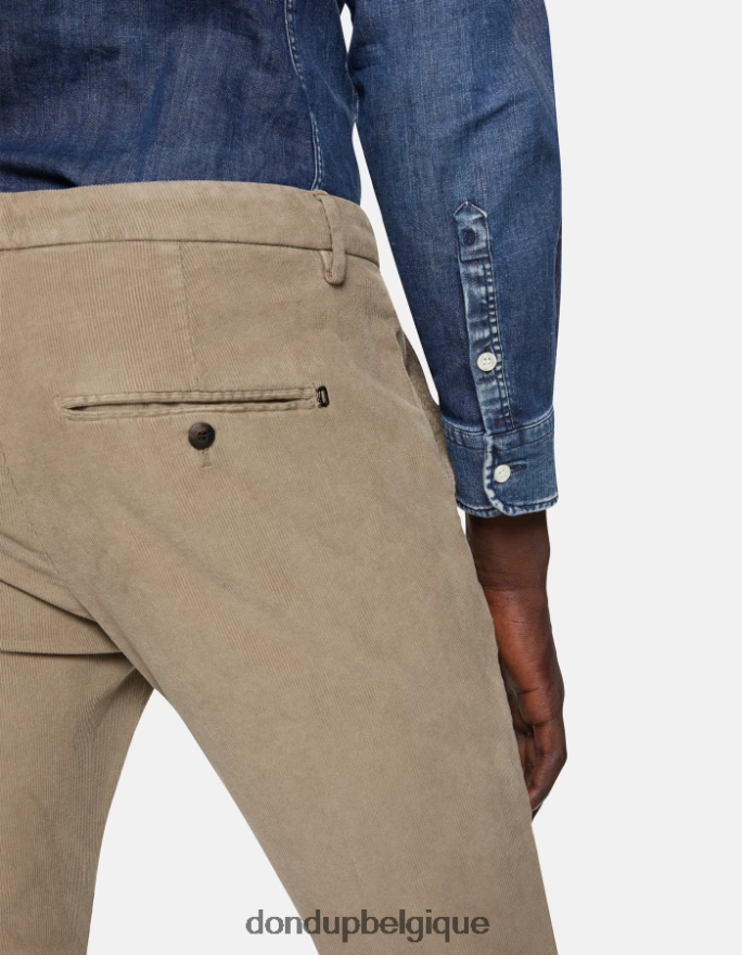 Hommes vêtements DONDUP taupe pantalon slim en velours gaubert 8826D0762