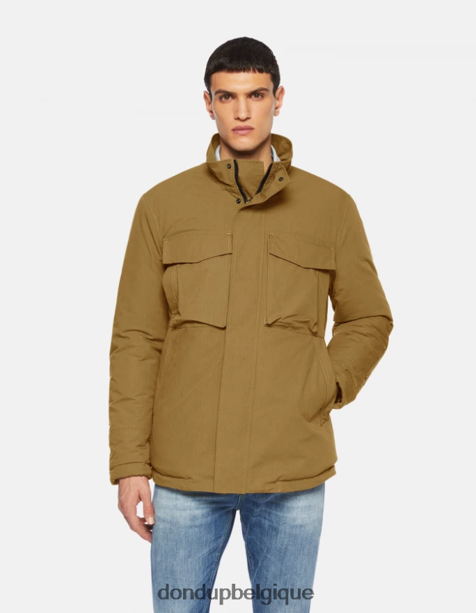 Hommes vêtements DONDUP taupe veste militaire coupe classique en tissu technique 8826D0907