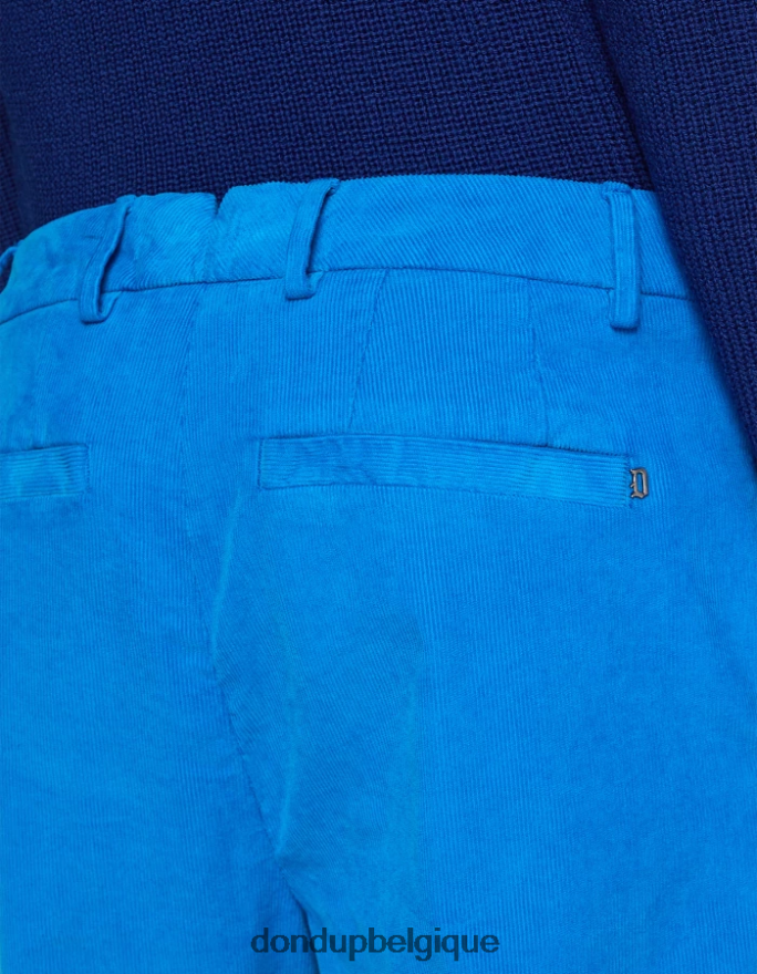 Hommes vêtements DONDUP turquoise pantalon coupe carotte en velours oscar 8826D0737