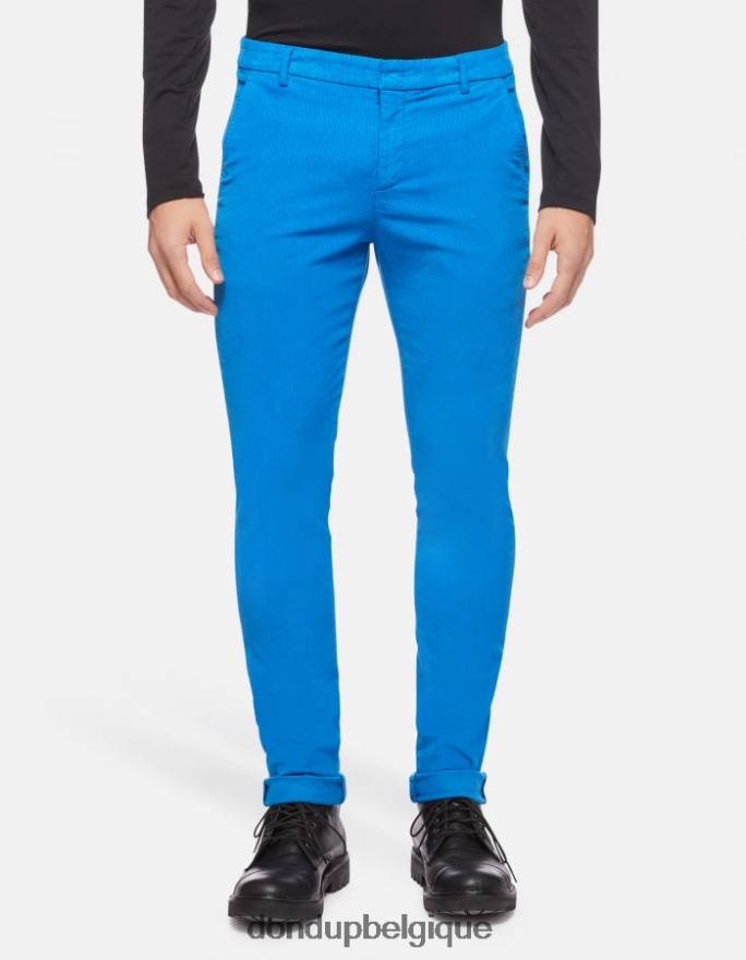 Hommes vêtements DONDUP turquoise pantalon slim en velours gaubert 8826D0766