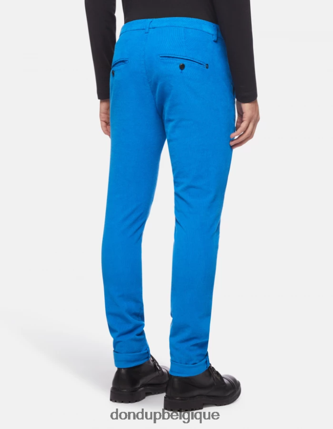 Hommes vêtements DONDUP turquoise pantalon slim en velours gaubert 8826D0766