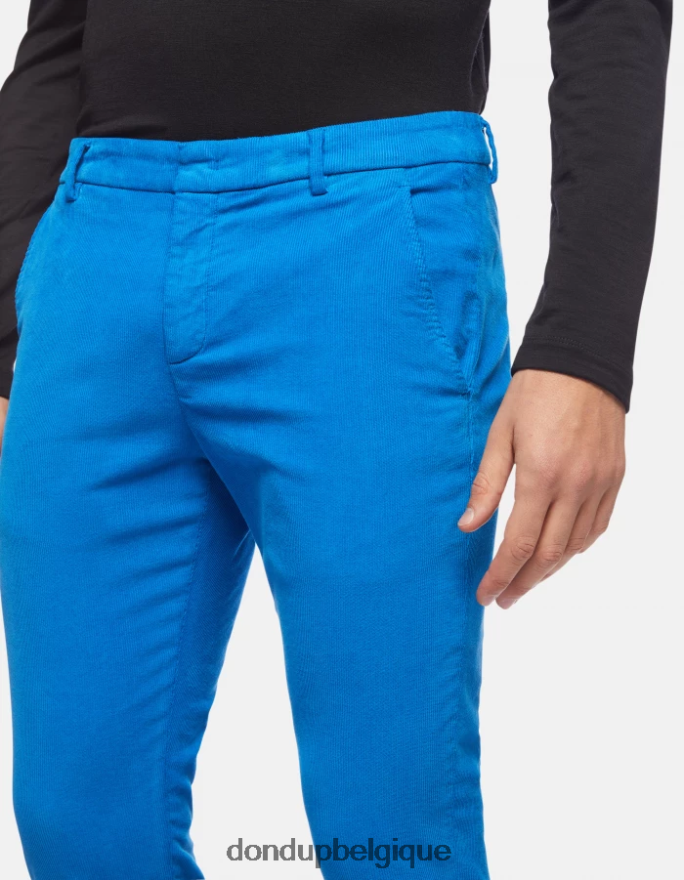 Hommes vêtements DONDUP turquoise pantalon slim en velours gaubert 8826D0766