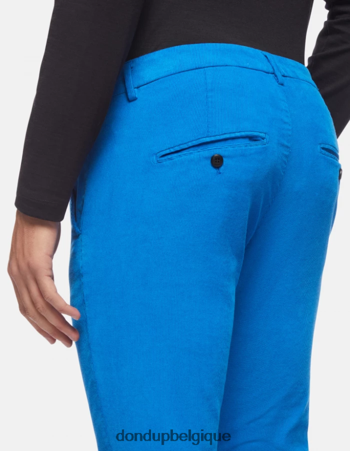Hommes vêtements DONDUP turquoise pantalon slim en velours gaubert 8826D0766