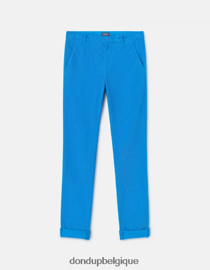 Hommes vêtements DONDUP turquoise pantalon slim en velours gaubert 8826D0766